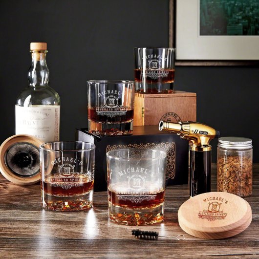 Halo Smoker Kit with Set of 4 Whiskey Glasses (Front)