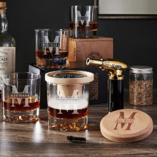 Halo Whiskey Smoker w/ Set of 4 Fairbanks Glasses