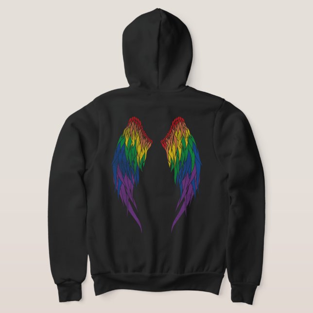Halo - Wings - Pride Flag Hoodie (Laydown Back)