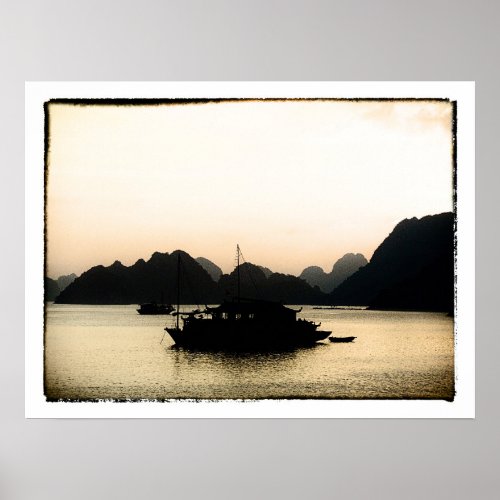 Halong Bay  Golden Sunset Vietnam Poster