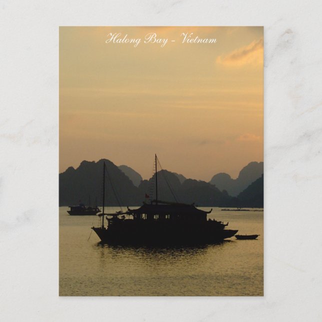 Halong Bay, Sunset, Boats, Vietnam Postcard (Front)