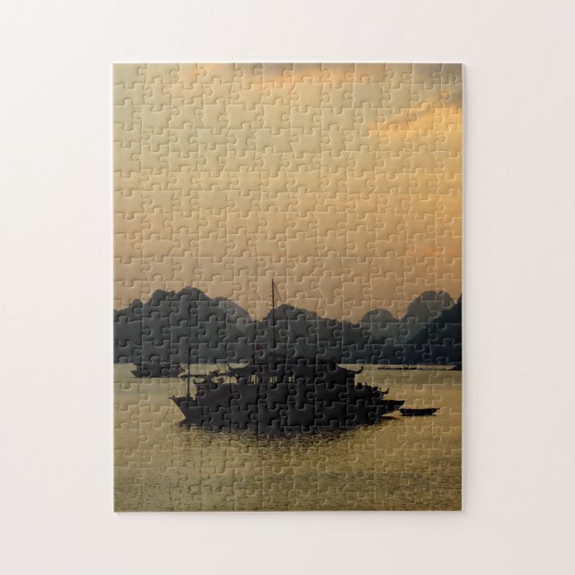 Halong Bay, Sunset & Vietnam /Asia pirates Jigsaw Puzzle (Vertical)