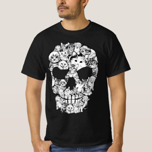 Haloween Graphic skull_shaped cat T_Shirt