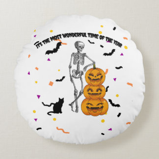 Haloween "It's the most wonderful time" Round Pillow