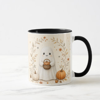 Haloween Mug Ghost Fall Leaves