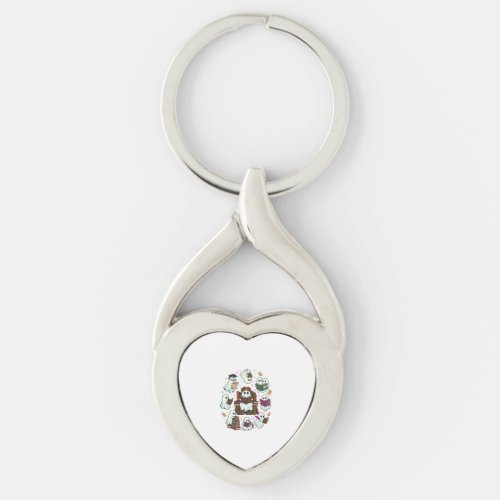 Haloween Reading Ghosts Stacked Books Floral Crown Keychain