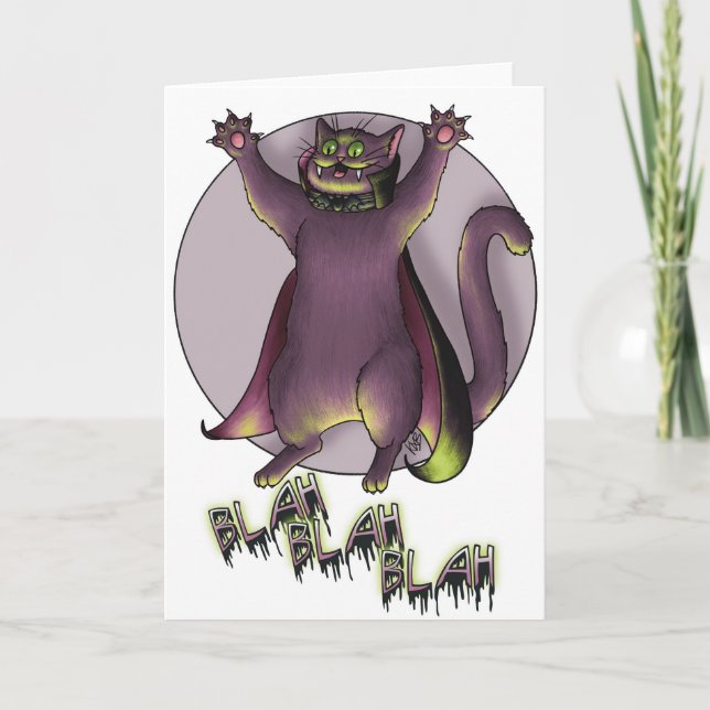 Haloween Vampire Cat Card (Front)