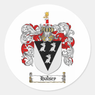 HALSEY FAMILY CREST - HALSEY COAT OF ARMS CLASSIC ROUND STICKER