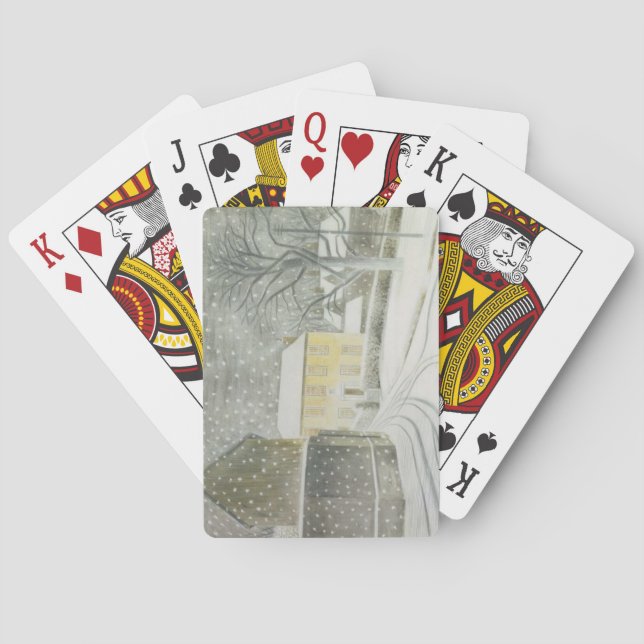 Halstead Road in Snow (by Eric Ravilious) Poker Cards (Back)