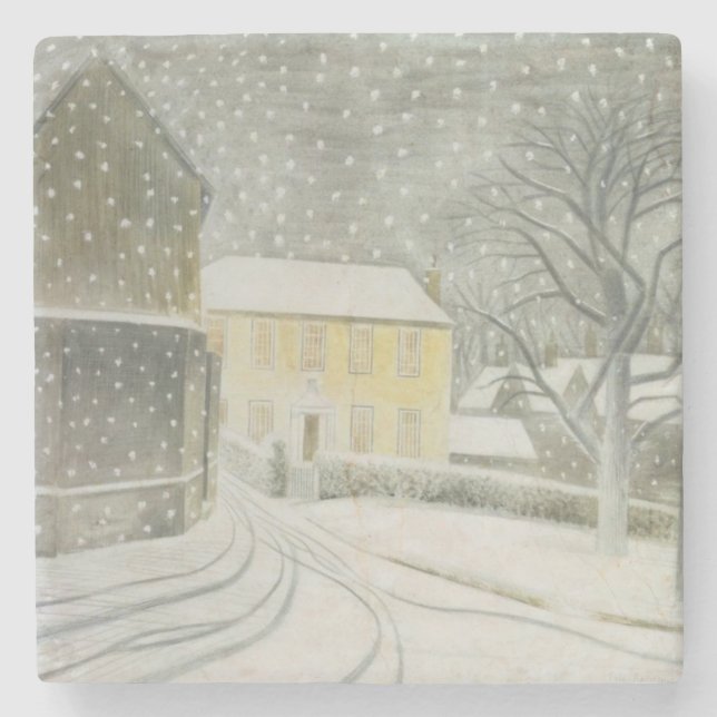 Halstead Road in Snow (by Eric Ravilious) Stone Coaster (Front)