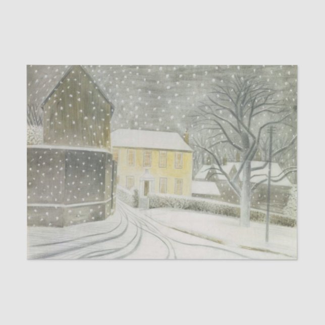 Halstead Road in Snow (by Eric Ravilious) Tissue Paper (Front)