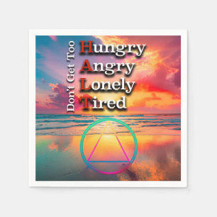 HALT Recovery Slogan Sunrise Napkins