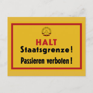 Halt Staatsgrenze! Berlin Wall, Germany Sign Postcard