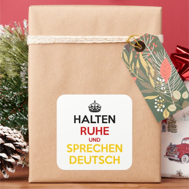 Halten Ruhe und Sprechen Deutsch Square Sticker (Holiday)