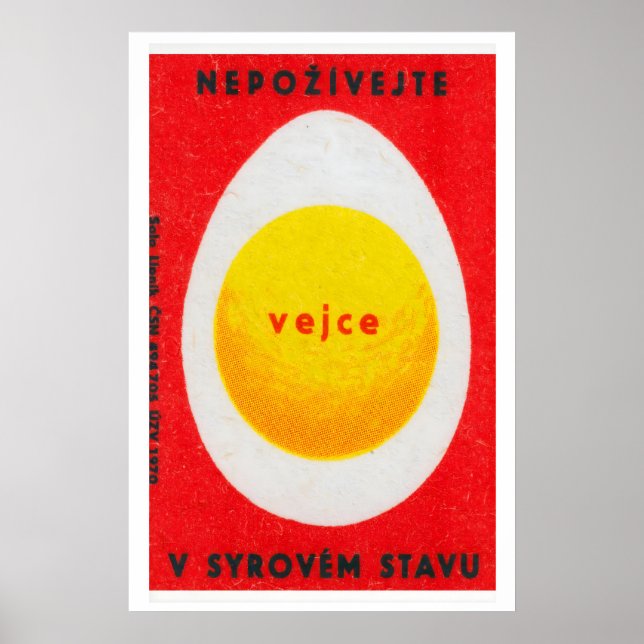 Halved Boiled Egg Matchbox Art Print, Czech Poster (Front)