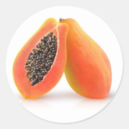 Halved papaya classic round sticker