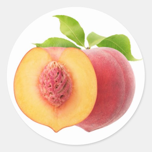 Halved peaches classic round sticker