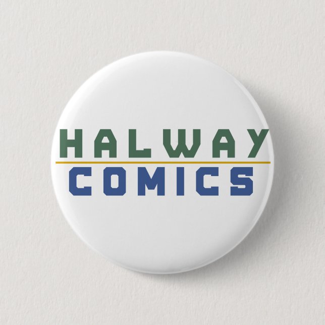 Halway Comics gold Button (Front)