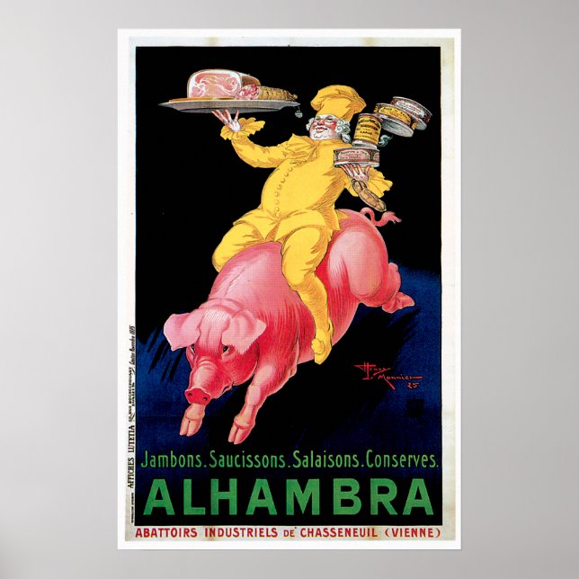 Ham Alhambra Vintage Food Ad Art Poster (Front)