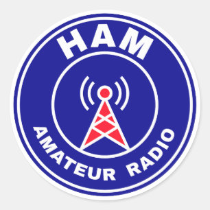 HAM Amateur Radio Operator Antenna Badge Classic Round Sticker
