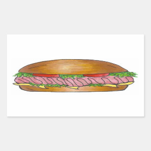 Ham and Cheese Hoagie Grinder Hero Sub Sandwich Rectangular Sticker