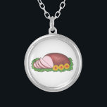 Ham and Pineapple Christmas Dinner Foodie Necklace<br><div class="desc">Necklace features an original marker illustration of a delicious glazed ham on a platter with pineapples. Perfect as a Christmas stocking stuffer for your favorite foodie!</div>