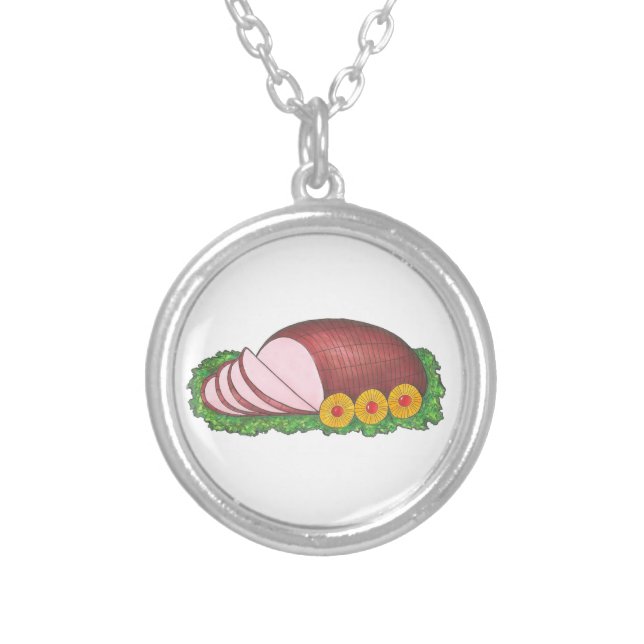 Ham and Pineapple Christmas Dinner Foodie Necklace (Front)