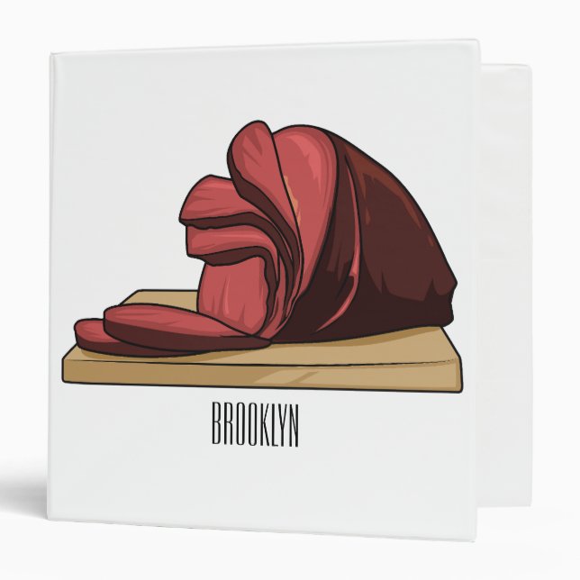 Ham cartoon illustration  3 ring binder (Front/Inside)