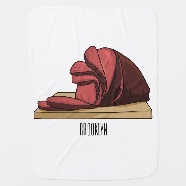 Ham cartoon illustration  baby blanket (Front)