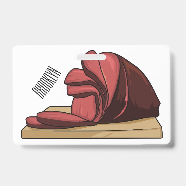 Ham cartoon illustration  badge (Front)