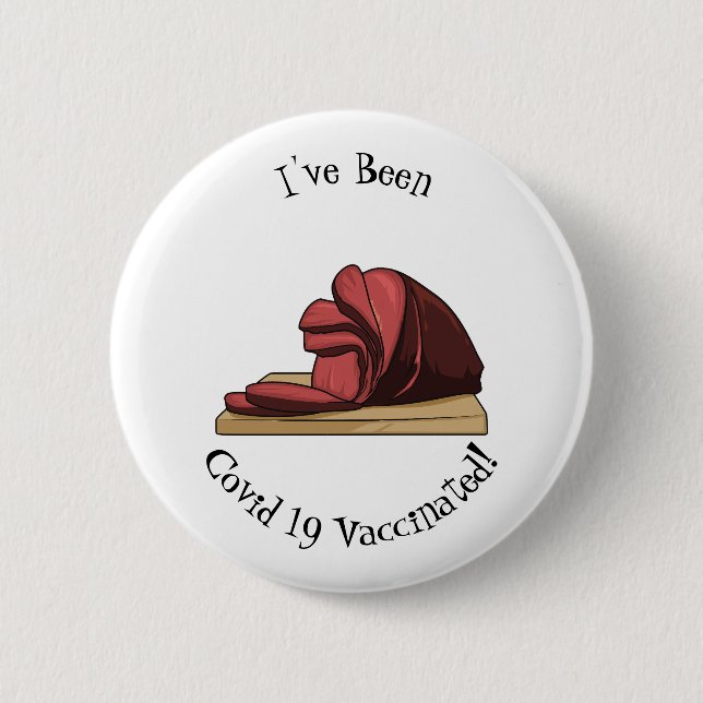 Ham cartoon illustration button (Front)