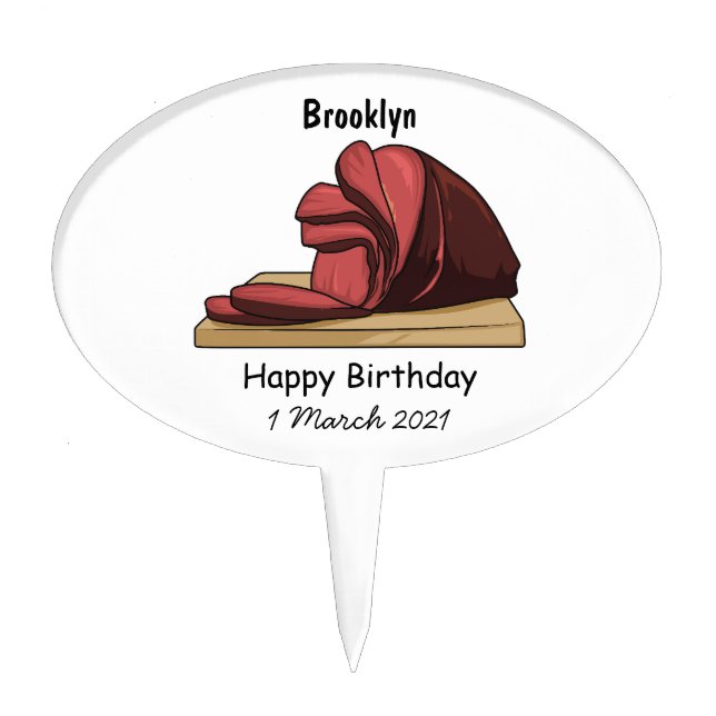 Ham cartoon illustration cake topper (Front)