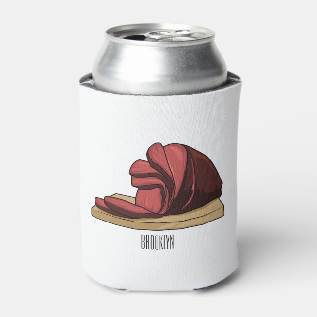 Ham cartoon illustration  can cooler (Can Front)