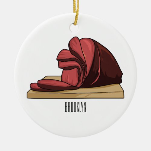 Ham cartoon illustration  ceramic ornament