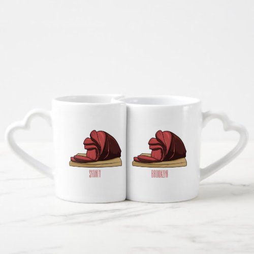 Ham cartoon illustration  coffee mug set