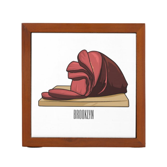 Ham cartoon illustration  desk organizer (Front)