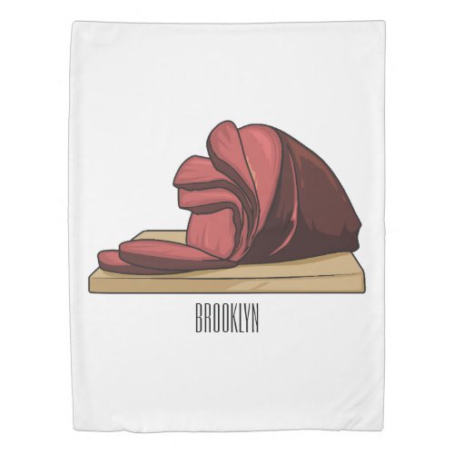 Ham cartoon illustration  duvet cover