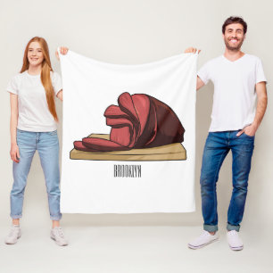 Ham cartoon illustration  fleece blanket