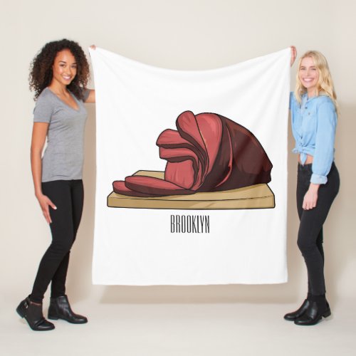 Ham cartoon illustration  fleece blanket