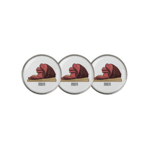 Ham cartoon illustration  golf ball marker