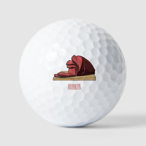 Ham cartoon illustration  golf balls