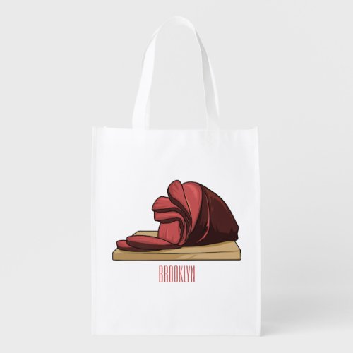 Ham cartoon illustration  grocery bag