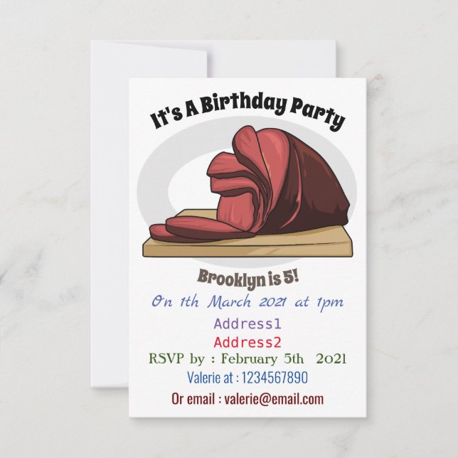 Ham cartoon illustration invitation (Front)