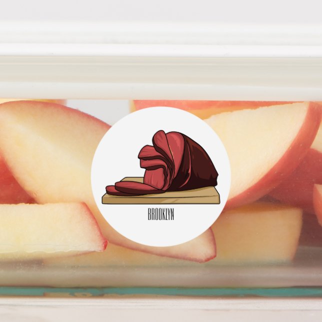 Ham cartoon illustration  labels (Affixed)