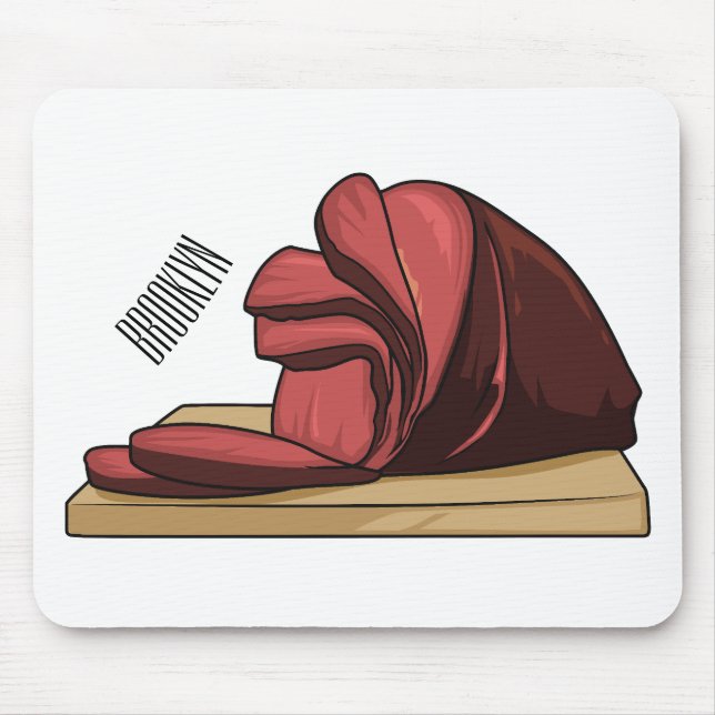 Ham cartoon illustration  mouse pad (Front)