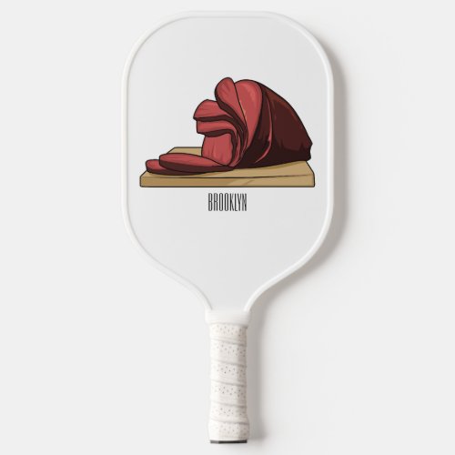 Ham cartoon illustration  pickleball paddle