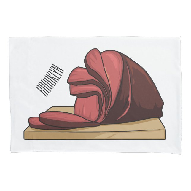 Ham cartoon illustration  pillow case (Front)