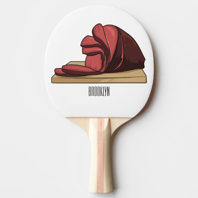 Ham cartoon illustration  ping pong paddle (Front)