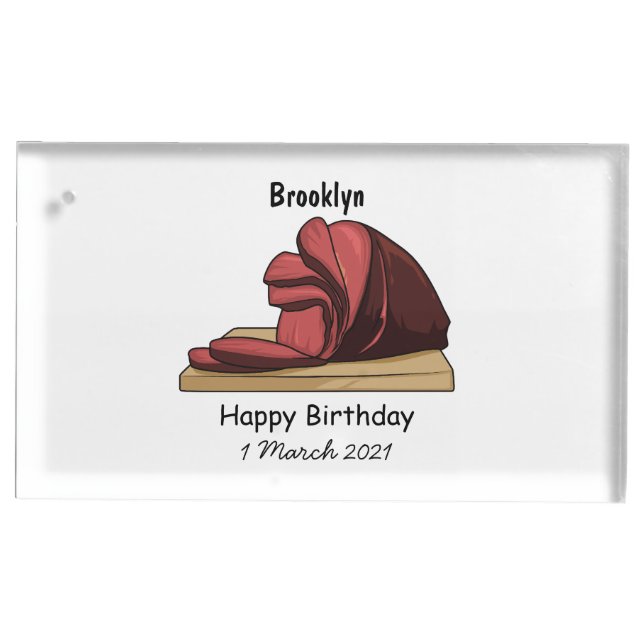 Ham cartoon illustration place card holder (Front)