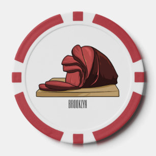 Ham cartoon illustration  poker chips